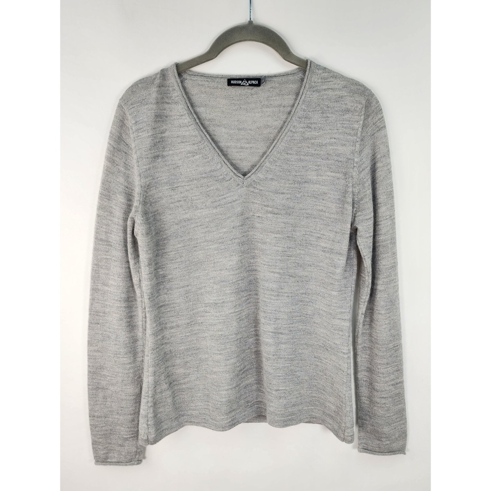 Hudson Alpaca Sweater Women's S Heather Grey V-Neck Minimalist